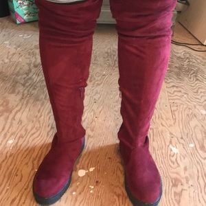 Suede over the knee boots.